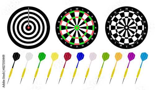 Dartboards with Colorful Darts Vector Illustration photo