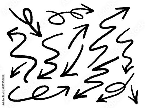 Hand-Drawn Black Arrow Doodles on White