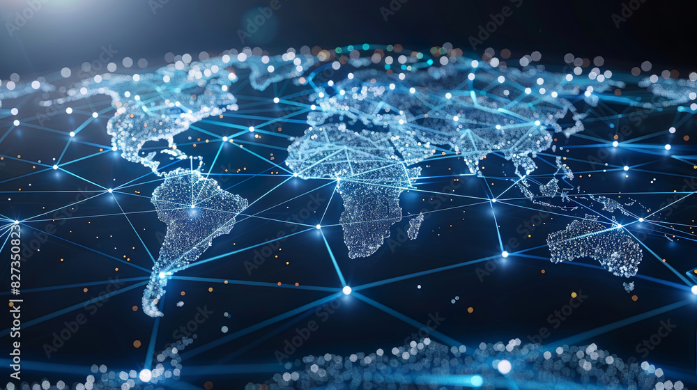 World map innovation, connected dots and lines World map innovation, connected dots and lines