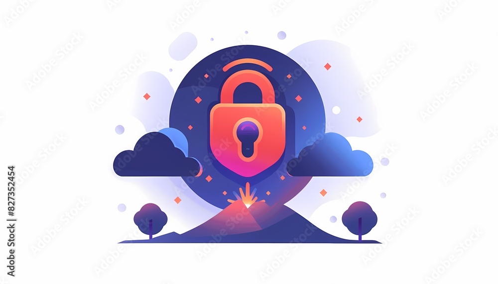 Naklejka premium Visualize a flat design of a VPN icon ensuring a secure internet connection