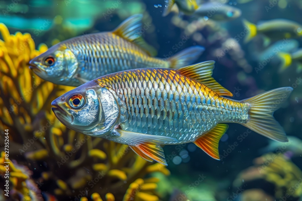 Silver Barb Fish in Aquarium Silver Barb Fish in Aquarium