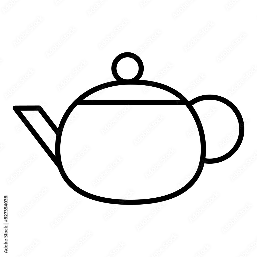 Obraz premium Illustration depicting a black icon of a kitchen kettle for tea on a white background