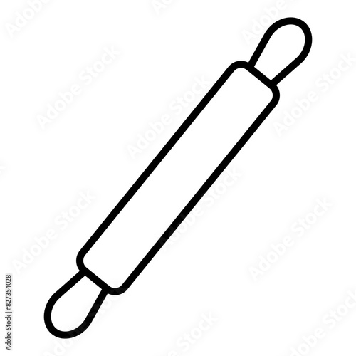 
Illustration depicting a black rolling pin icon for cooking dough on a white background