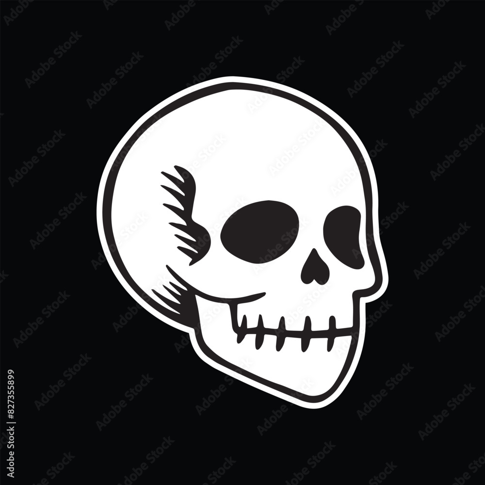 Fototapeta premium skull art illustration hand drawn black and white 