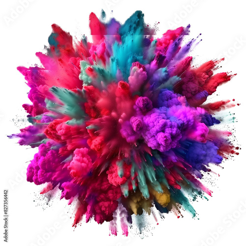 Exploding colorful powder effect isolated on transparent background. © Vitalii