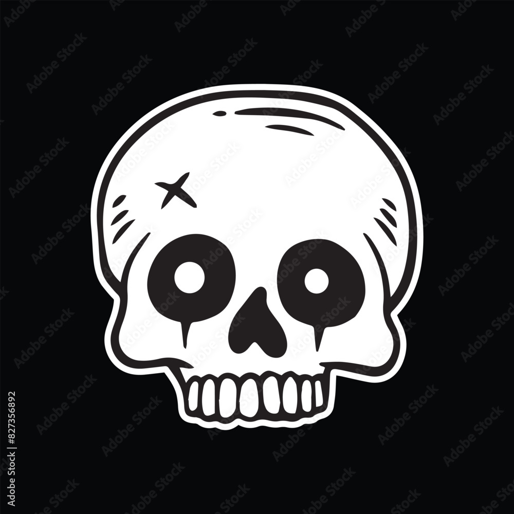 Fototapeta premium skull art illustration hand drawn black and white 