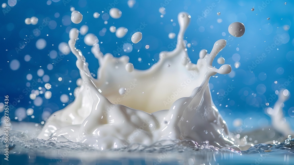 milk Splash , on a blue background milk Splash , on a blue background