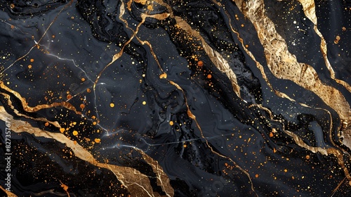 Mystical Texture: Black and Gold Marble Pattern