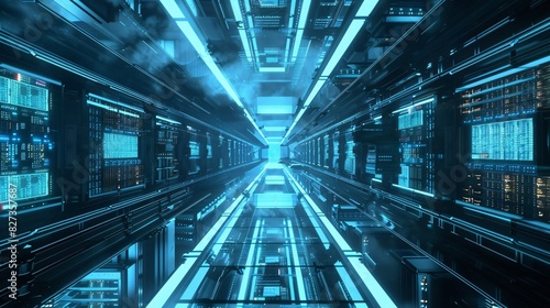 Wallpaper Mural High-Tech Data Center Interior with Futuristic Design and Light Effects Torontodigital.ca