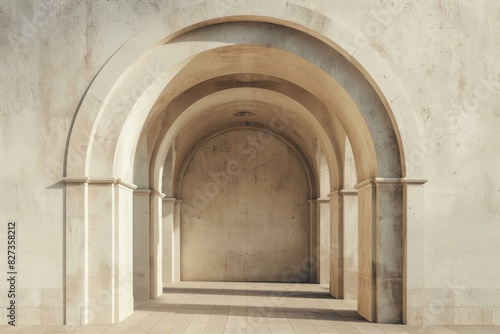 Serene image capturing the play of light in an elegant arched passageway
