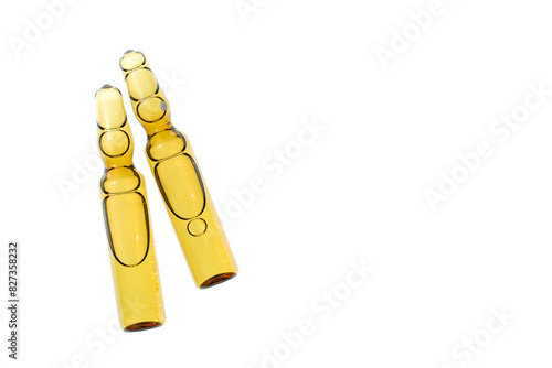 Cosmetic or medical ampoules on a white background.