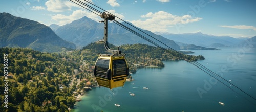 Cable car trip to viewpoints in the mountains. photo