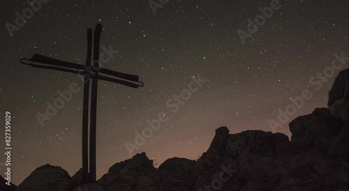 Timelapse starry sky with the cross