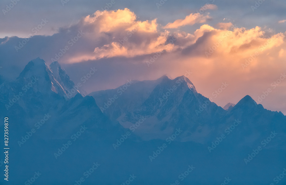 Aerial view of the Himalayas bathed in morning light Aerial view of the Himalayas bathed in morning light