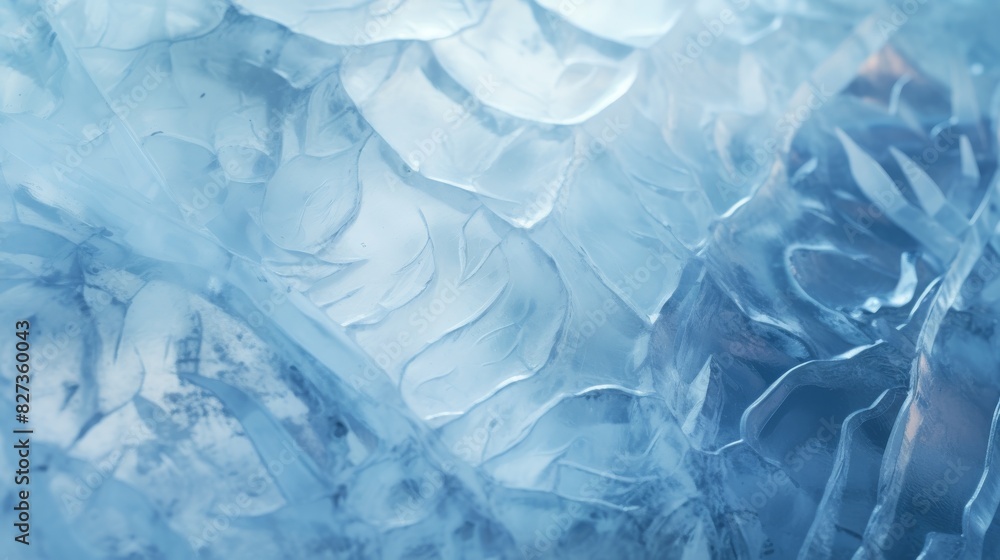 Fototapeta premium Abstract Blue Ice Textures Captured In Intricate Frozen Patterns. Generative AI