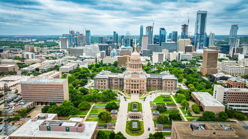 Bird's eye view of Texas Capitol building in Austin, TX. photo