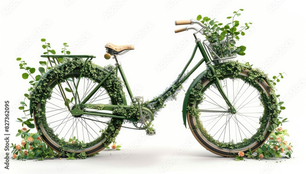 Fototapeta premium Overgrown Bicycle with Lush Foliage