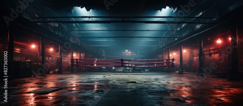 the red corner of a regular boxing ring surrounded photo