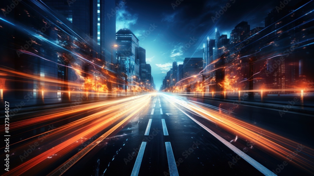 Digital data flow on road with motion blur Digital data flow on road with motion blur