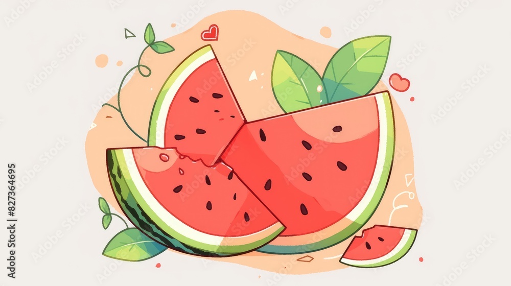 A watermelon 2d icon in a fruit filled line style ideal for various purposes like icons logos illustrations websites and more is available for use