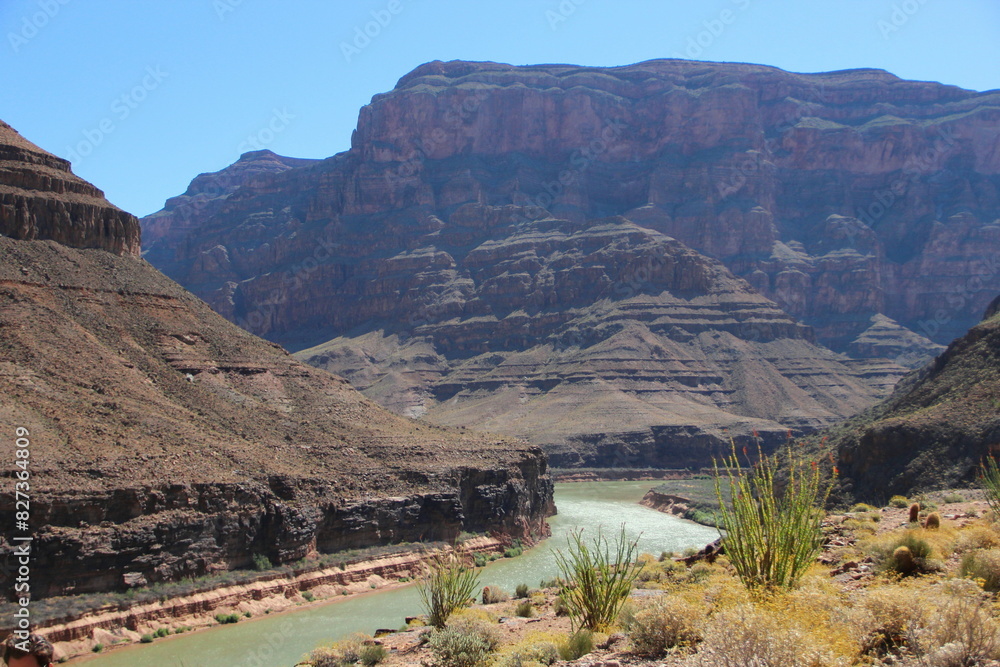 Scenic view of majestic cliffs and the Colorado River in Grand Canyon National Park. Arizona, USA Scenic view of majestic cliffs and the Colorado River in Grand Canyon National Park. Arizona, USA