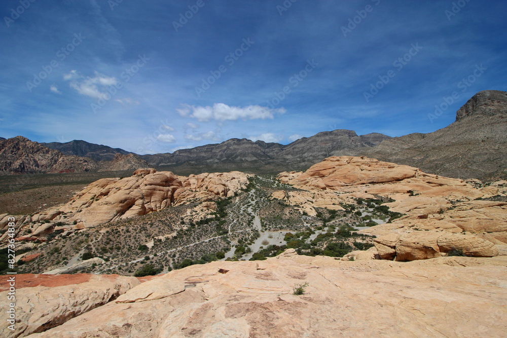Scenic view of rocky mountains in Red Rock Canyon National Conservation Area Scenic view of rocky mountains in Red Rock Canyon National Conservation Area