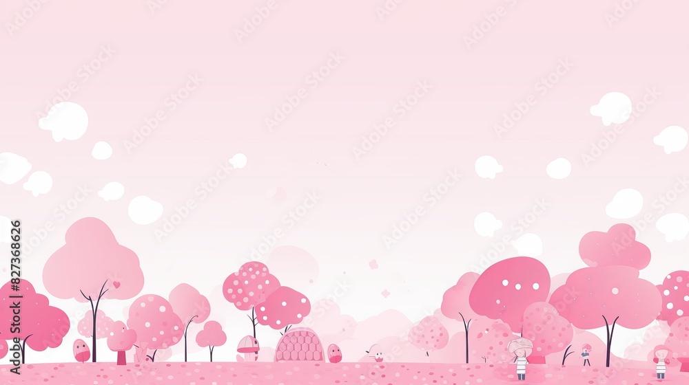 pink background with trees