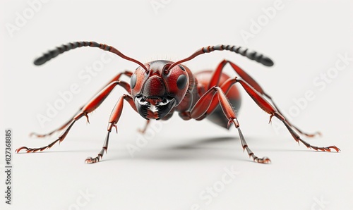 Close-up of a Vividly Colored Ant with Multiple Legs on a Light Gray Background © Mandeep
