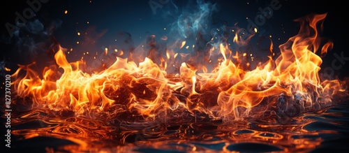 Beautiful stylish fire flames reflected