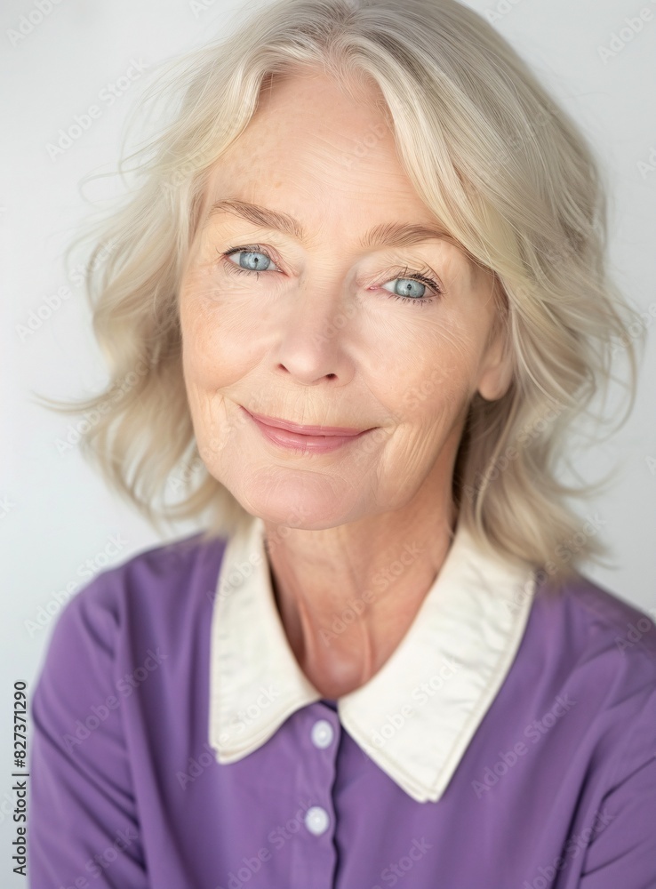 Serene Senior Woman with Blonde Hair and Blue Eyes Serene Senior Woman with Blonde Hair and Blue Eyes