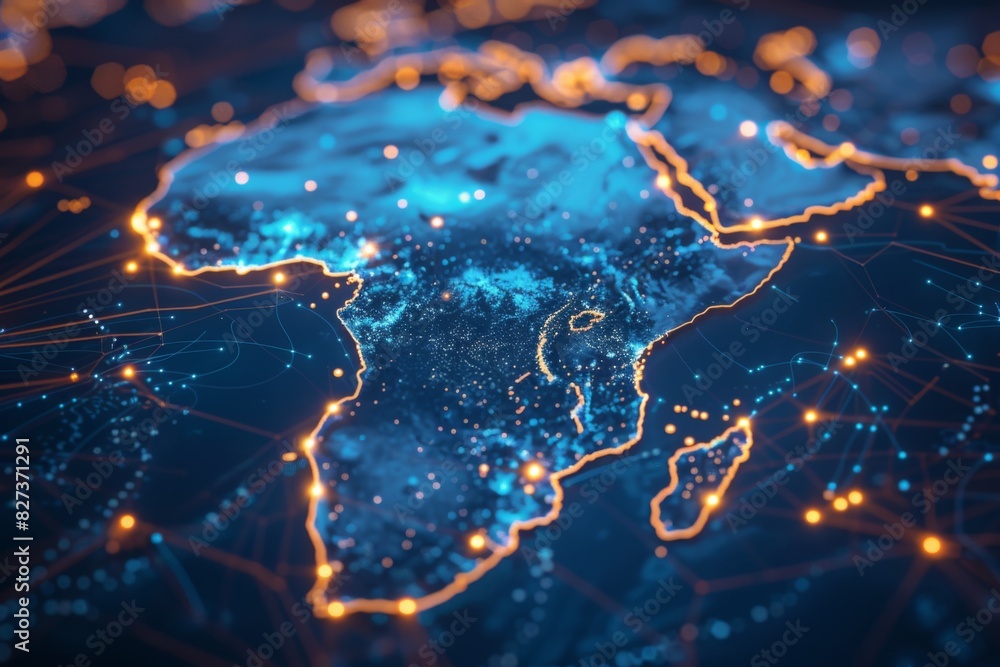 Digital Map of Africa Network Connection created with Generative AI Digital Map of Africa Network Connection created with Generative AI