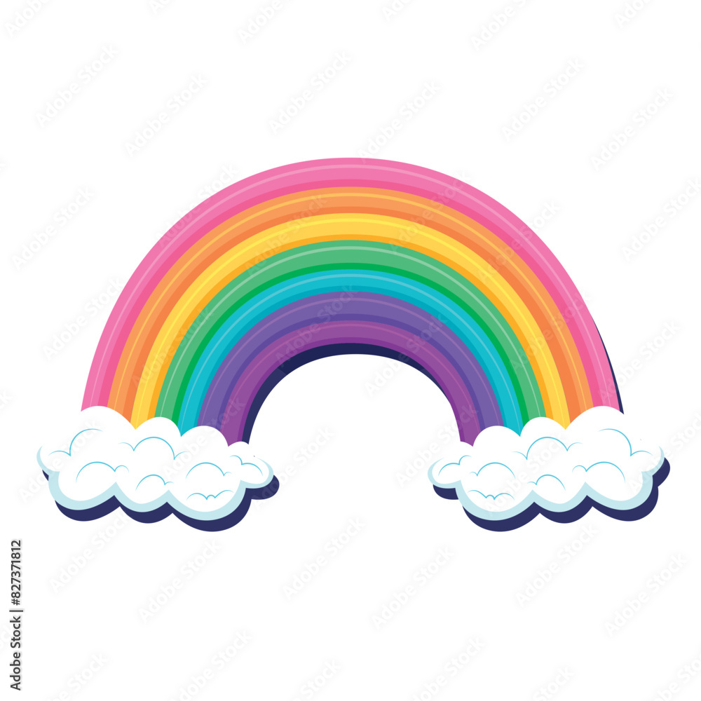 Regenbogen mit Wolken, 3D. Vektor Regenbogen mit Wolken, 3D. Vektor