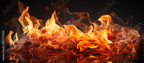 Beautiful stylish fire flames reflected photo