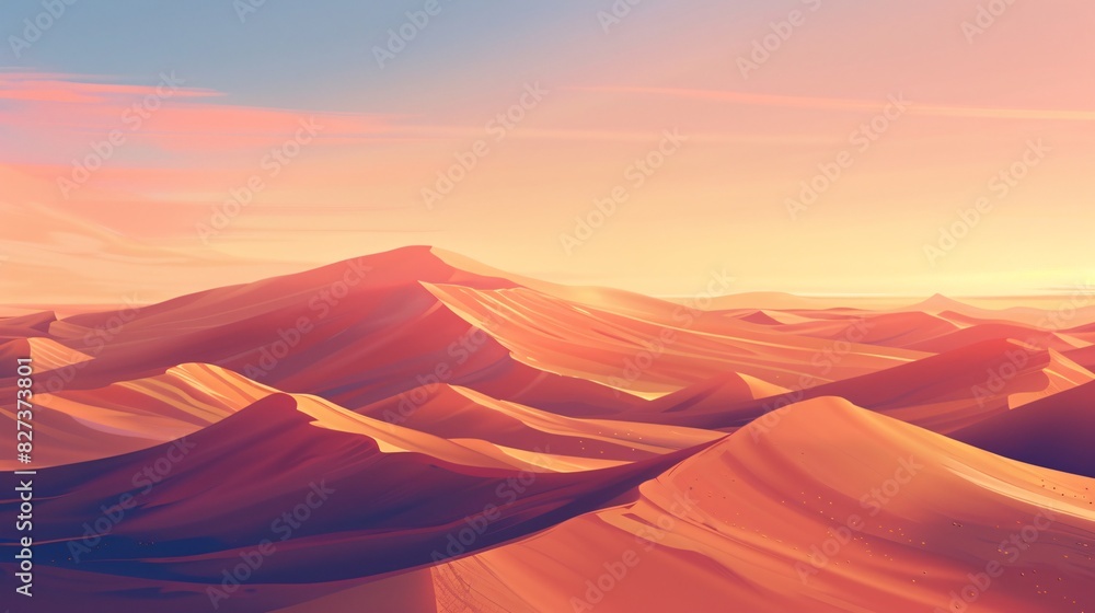 Naklejka premium Scenic Desert Sunset with Sand Dunes
