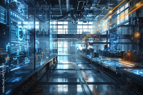 Futuristic Technology Factory: Cybernetic Control Room