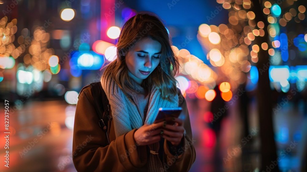 Modern Nightlife: A Young Woman in the City