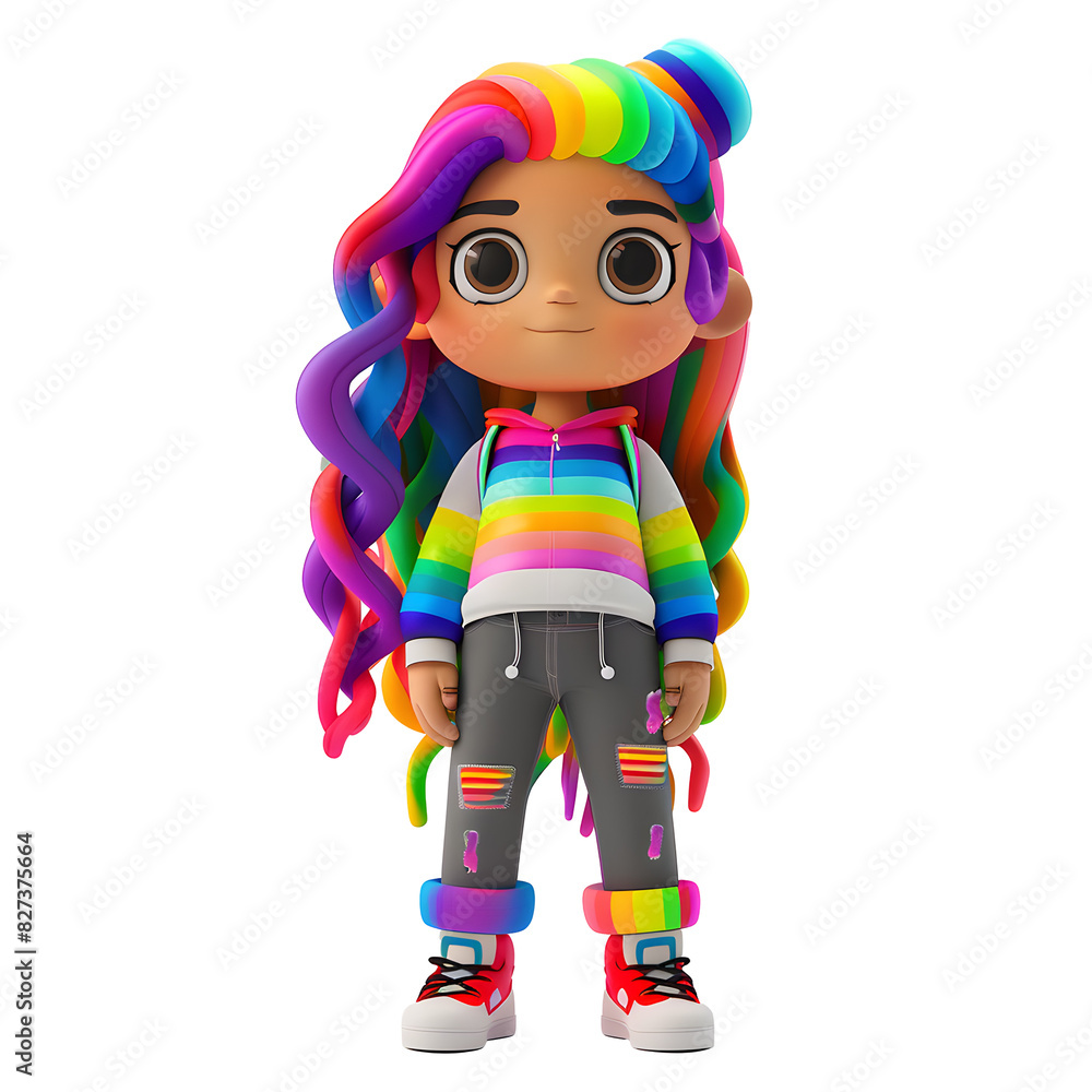 Colorful Cartoon Characters in Rainbow Apparel
Colorful Cartoon Characters in Rainbow Apparel
