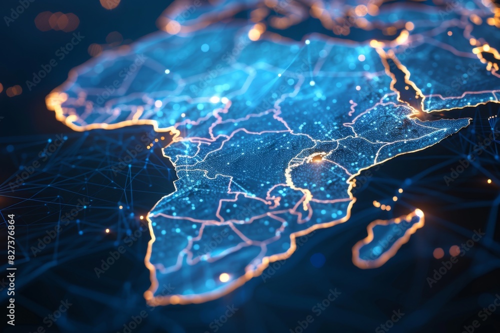 Digital Map of Africa Network Connection created with Generative AI Digital Map of Africa Network Connection created with Generative AI