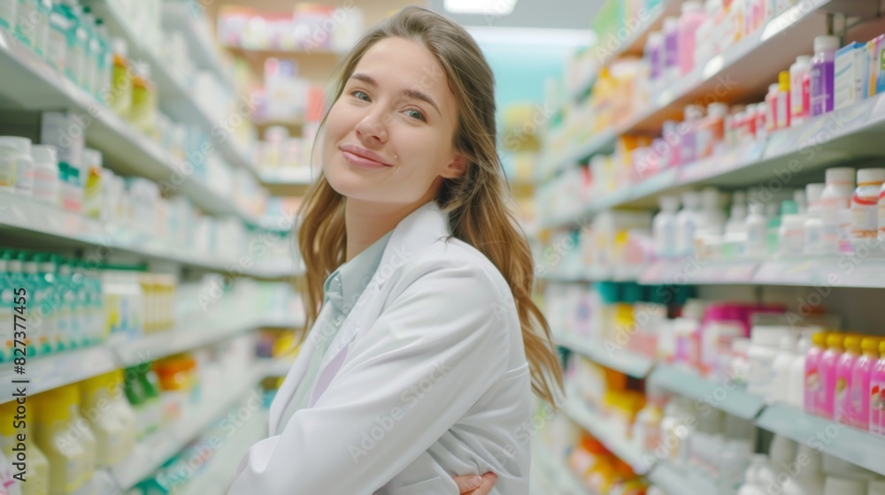 The smiling female pharmacist