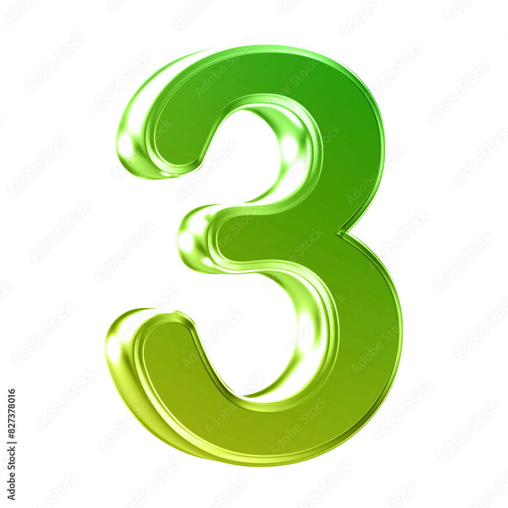 Number 3 . 3D render gradient number Number 3 . 3D render gradient number