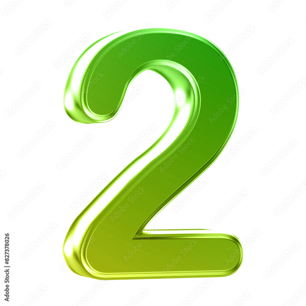 Number 2 . 3D render gradient number Number 2 . 3D render gradient number
