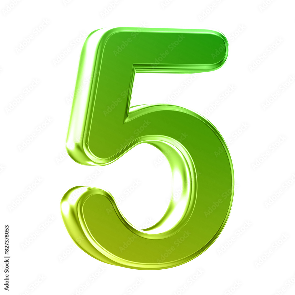 Number 5 . 3D render gradient number Number 5 . 3D render gradient number