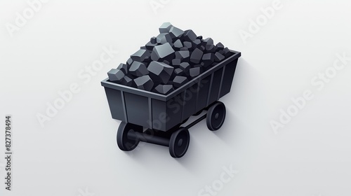 Iconic black coal wagon symbol button logo concept displayed in high quality against a sleek gray background photo