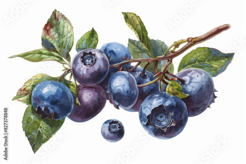 Traditional botanical print of a cluster of blueberries.academy, aesthetic,isolated on white background, old botanical illustration