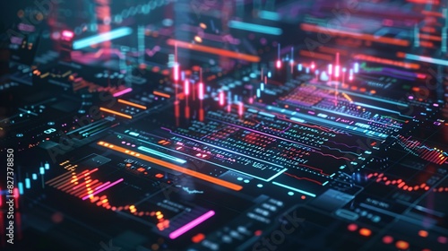 Digital Art: Futuristic Cyberpunk Cityscape with Colorful Neon Lights