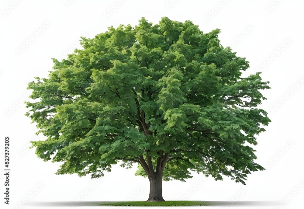 Fototapeta premium Green wide tree cut out white background international tree day pic beautiful winter season pic