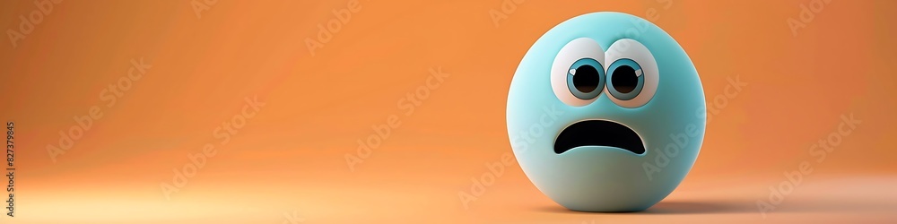 fearful emoji on a soft orange background with space for copy The emoji is light blue with wide eyes and a scared expression fearful emoji on a soft orange background with space for copy The emoji is light blue with wide eyes and a scared expression