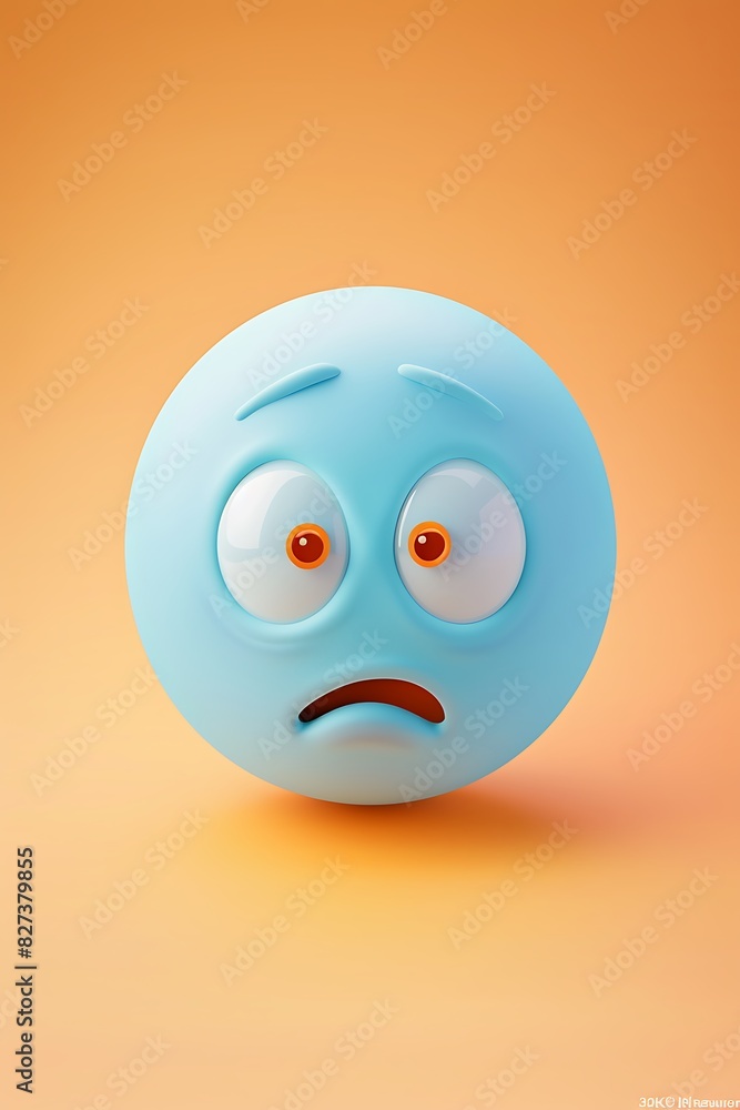 fearful emoji on a soft orange background with space for copy The emoji is light blue with wide eyes and a scared expression fearful emoji on a soft orange background with space for copy The emoji is light blue with wide eyes and a scared expression
