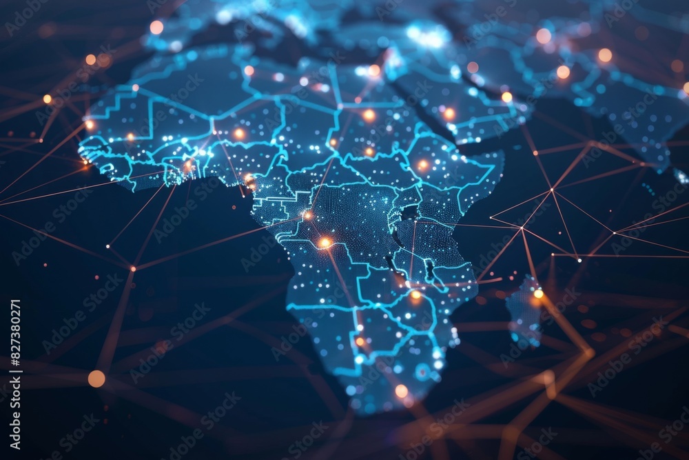 Digital Map of Africa Network Connection created with Generative AI Digital Map of Africa Network Connection created with Generative AI