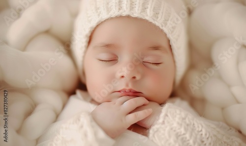 Close-up portrait of a beautiful sleeping baby